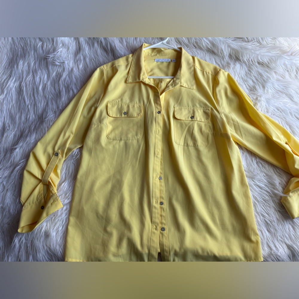 Notations Yellow Button-Up Blouse